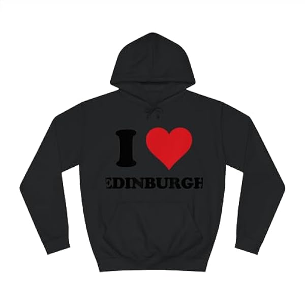 Generisch I Heart Edinburgh Love UK zwarte hoodie, unisex hoodie, grijze hoodie, katoenen hoodie, grijze hoodie, M, zwart, 39.95 EU, S